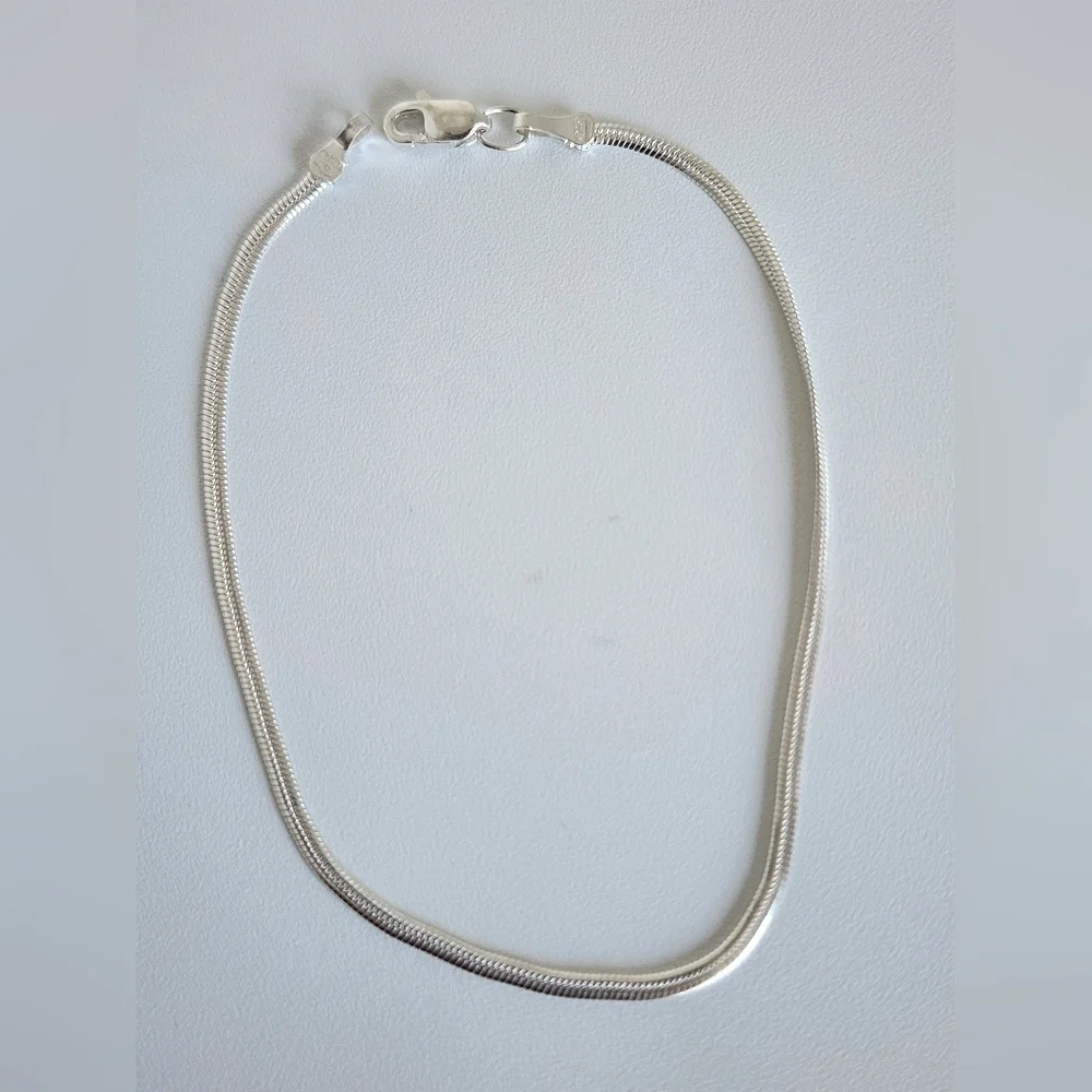 925 Sterling Silver Flat Snake Chain Bracelet Style Minimalist
